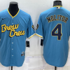 Men's Milwaukee Brewers Paul Molitor #4 Blue Stitched Jersey