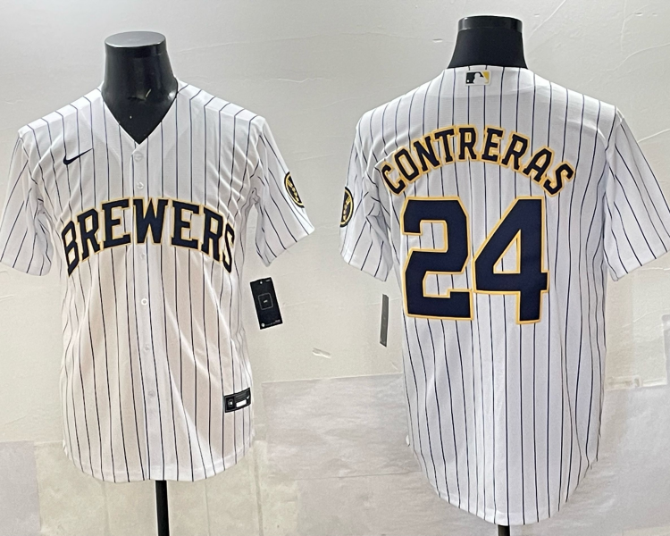 Men's Milwaukee Brewers William Contreras #24 White Jersey