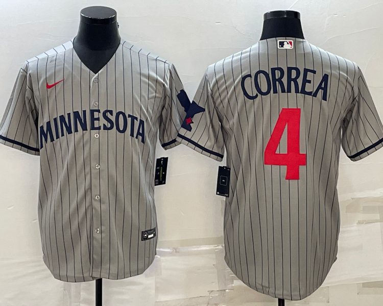 Men's Minnesota Twins Carlos Correa #4 Gray Alternate Jersey