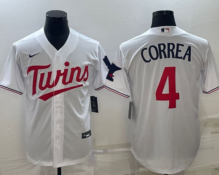 Men's Minnesota Twins Carlos Correa #4 White Home Jersey