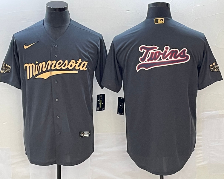 Men's Minnesota Twins Dark Grey Logo Jersey