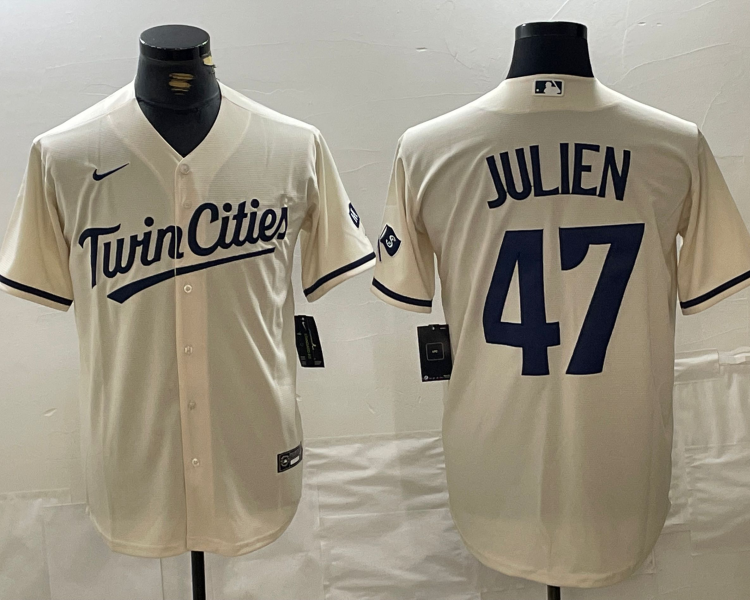 Men's Minnesota Twins Edouard Julien #47 Cream Limited Jersey