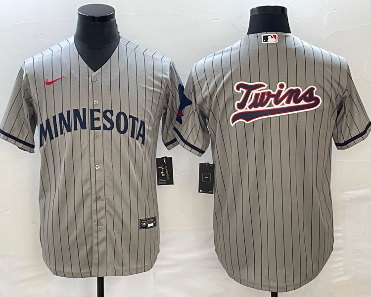 Men's Minnesota Twins Gray Alternate Team Logo Jersey