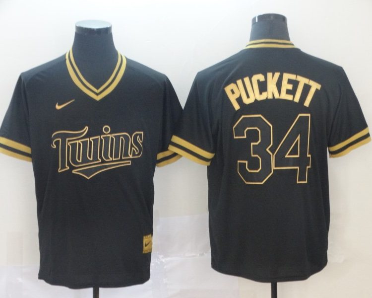 Men's Minnesota Twins Kirby Puckett #34 Black Baseball Jersey