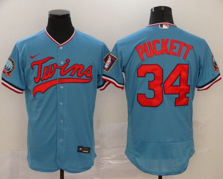 Men's Minnesota Twins Kirby Puckett #34 Blue Baseball Jersey