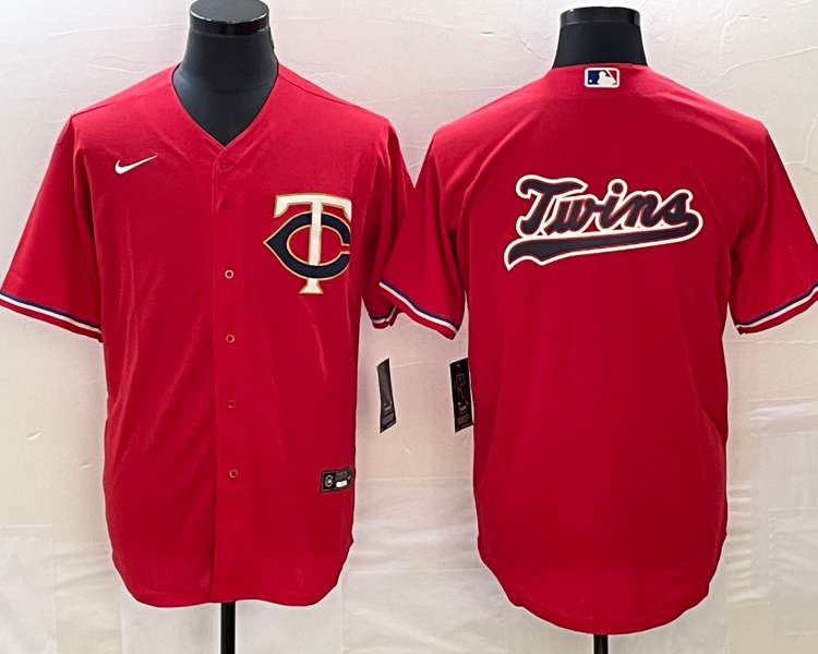 Men's Minnesota Twins Red Alternate Team Logo Jersey