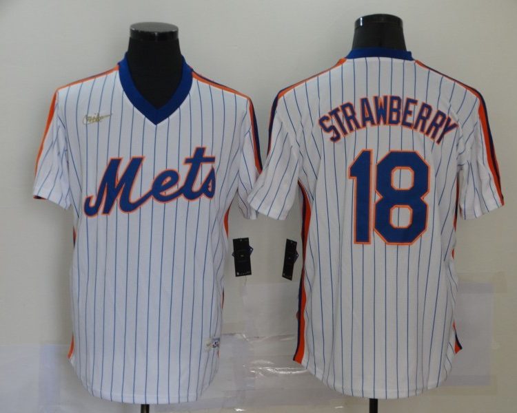 Men's New York Mets Darryl Strawberry #18 White Stitched Jersey
