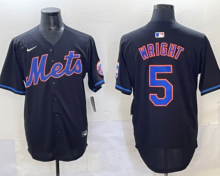 Men's New York Mets David Wright #5 Black Jersey