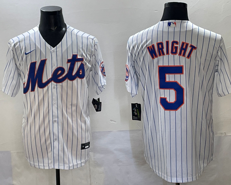 Men's New York Mets David Wright #5 White Home Jersey