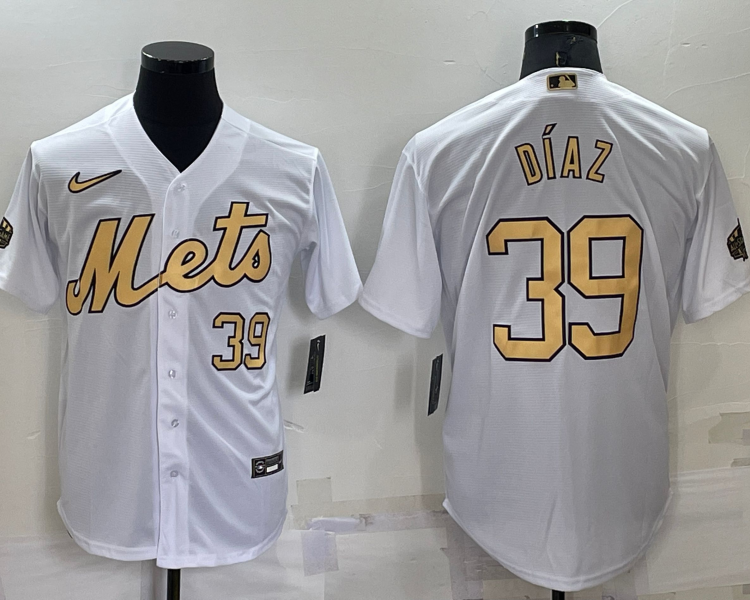 Men's New York Mets Edwin Diaz #39 White Stitched Jersey
