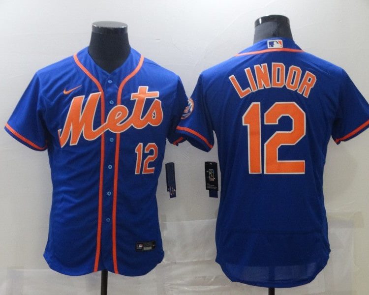 Men's New York Mets Francisco Lindor #12 Blue Jersey