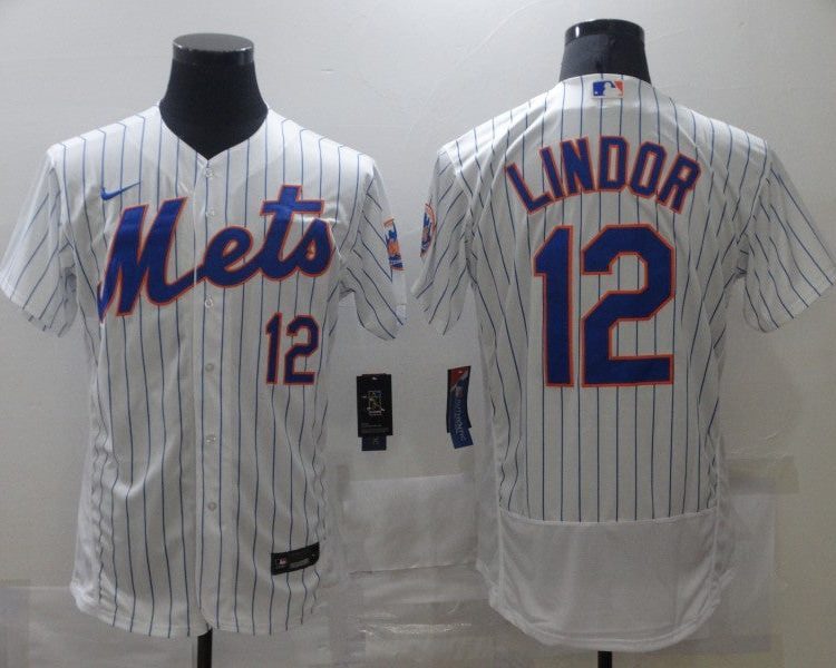 Men's New York Mets Francisco Lindor #12 White Jersey
