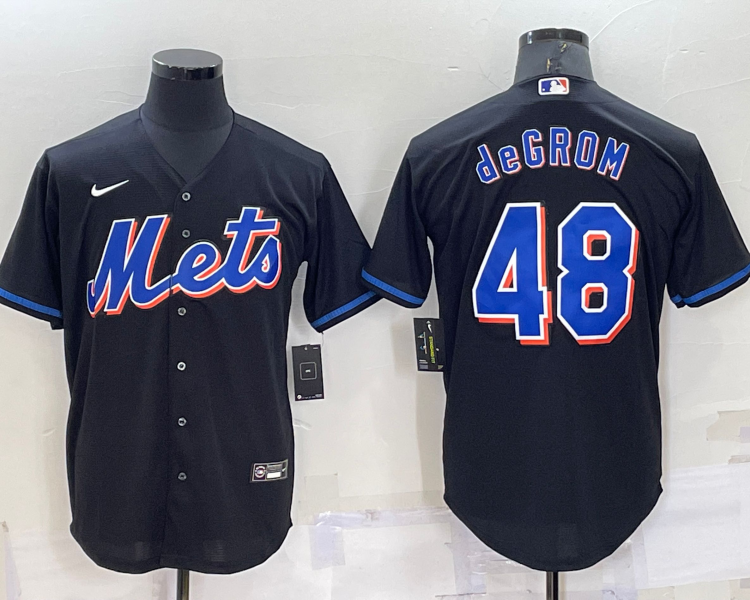 Men's New York Mets Jacob deGrom #48 Black Baseball Jersey