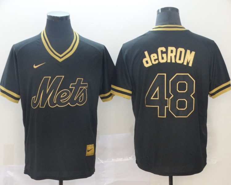 Men's New York Mets Jacob deGrom #48 Black Stitched Jersey
