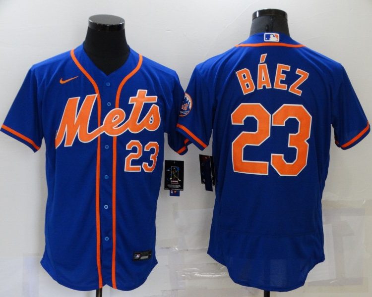 Men's New York Mets Javier Baez #23 Blue Jersey