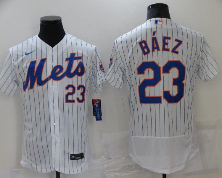Men's New York Mets Javier Baez #23 White Jersey