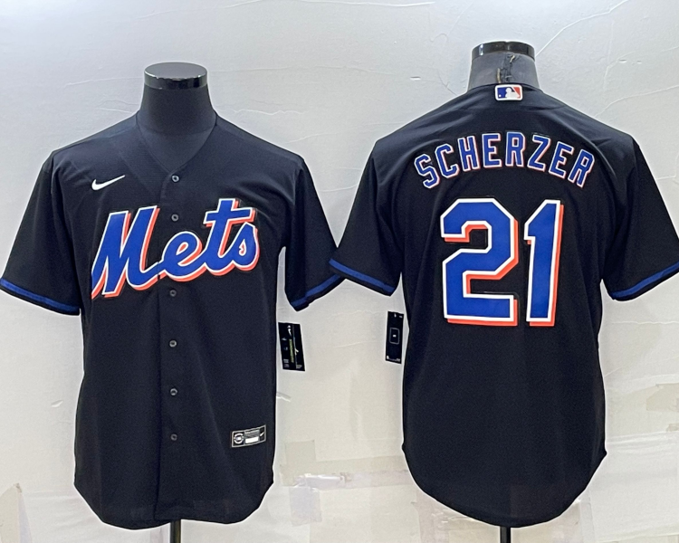 Men's New York Mets Max Scherzer #21 Black Baseball Jersey