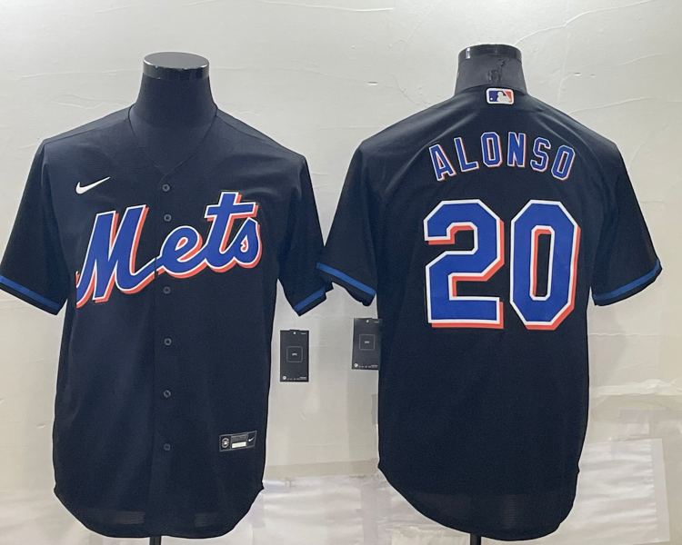 Men's New York Mets Pete Alonso #20 Black Baseball Jersey