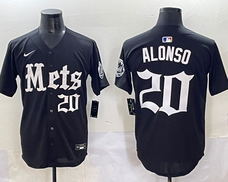 Men's New York Mets Pete Alonso #20 Black Jersey