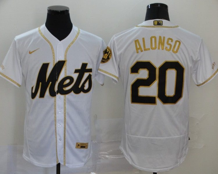 Men's New York Mets Pete Alonso #20 White Authentic Jersey