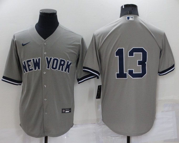 Men's New York Yankees Alex Rodriguez #13 Gray Name Jersey