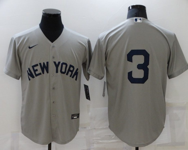 Men's New York Yankees Babe Ruth #3 Gray Name Jersey