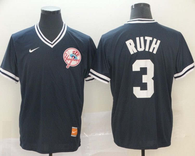 Men's New York Yankees Babe Ruth #3 Navy Jersey