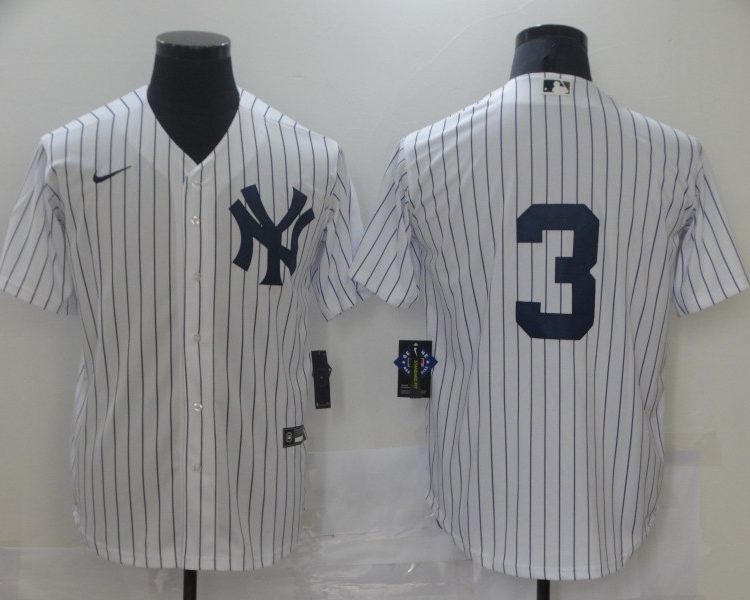 Men's New York Yankees Babe Ruth #3 White Home Name Jersey