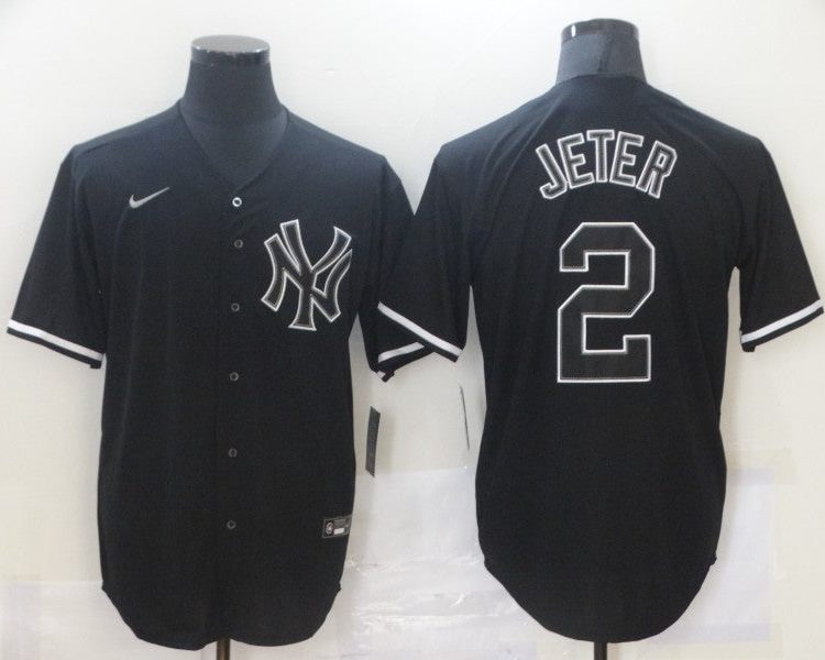 Men's New York Yankees Derek Jeter #2 Black Authentic Jersey
