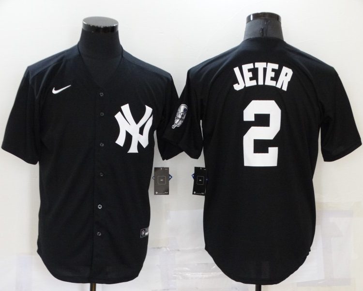 Men's New York Yankees Derek Jeter #2 Black Baseball Jersey
