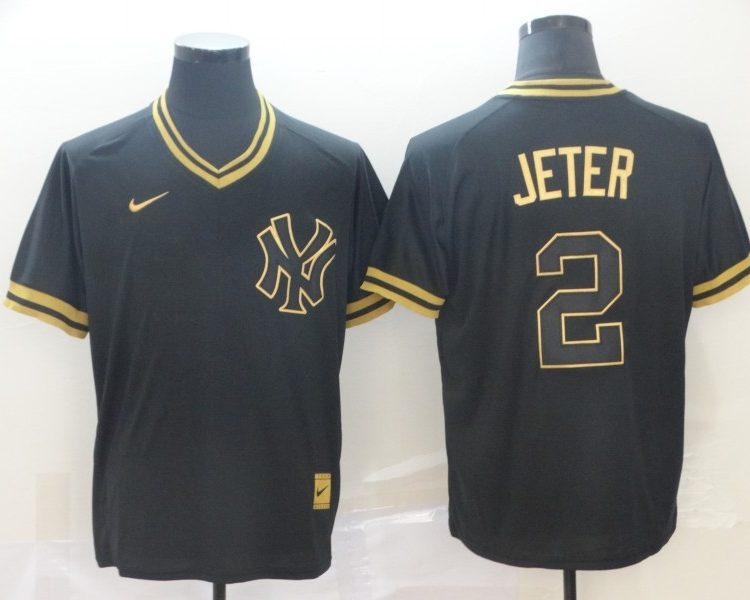 Men's New York Yankees Derek Jeter #2 Black Jersey