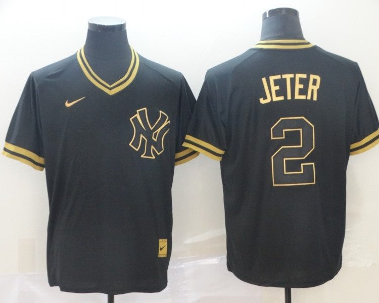 Men's New York Yankees Derek Jeter #2 Black Jersey