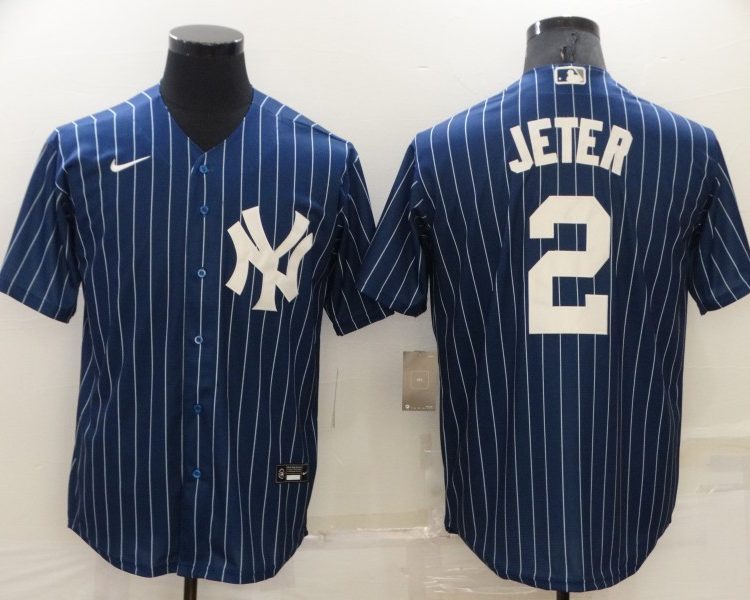 Men's New York Yankees Derek Jeter #2 Blue Baseball Jersey