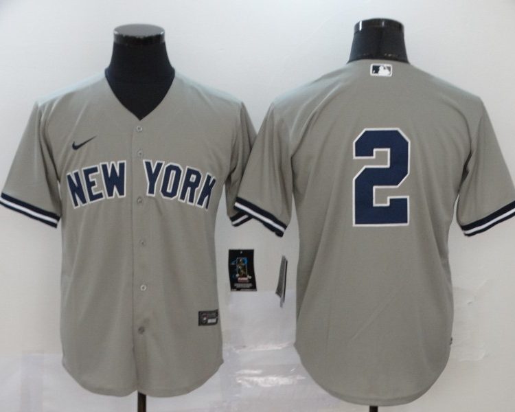 Men's New York Yankees Derek Jeter #2 Gray Name Jersey