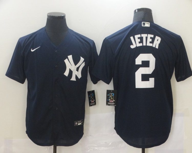 Men's New York Yankees Derek Jeter #2 Navy Baseball Jersey