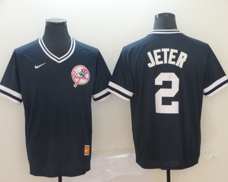 Men's New York Yankees Derek Jeter #2 Navy Stitched Jersey