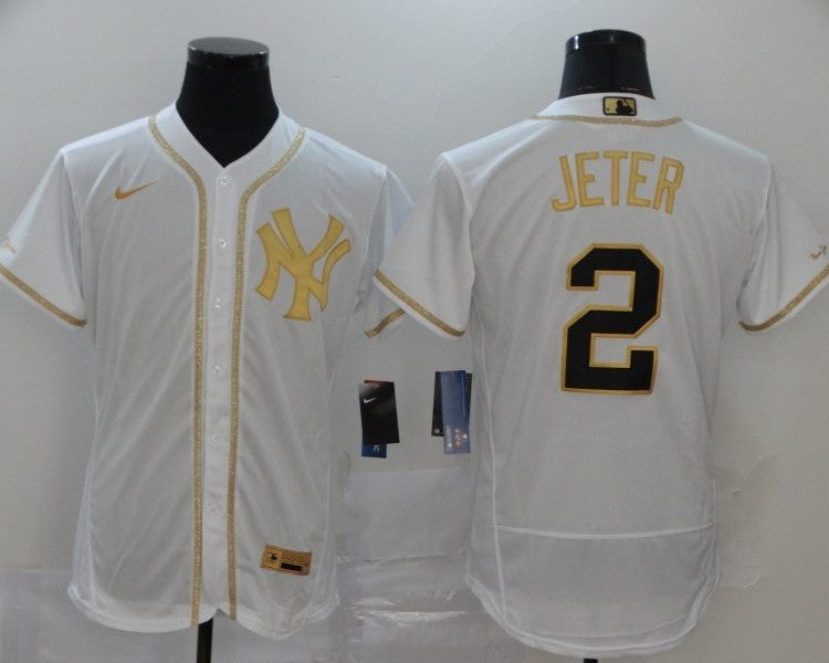 Men's New York Yankees Derek Jeter #2 White Alternate Jersey