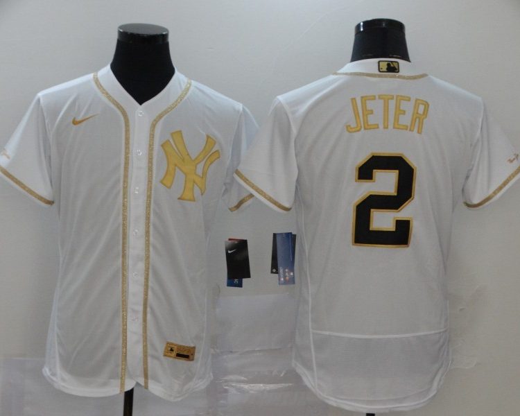 Men's New York Yankees Derek Jeter #2 White Alternate Jersey