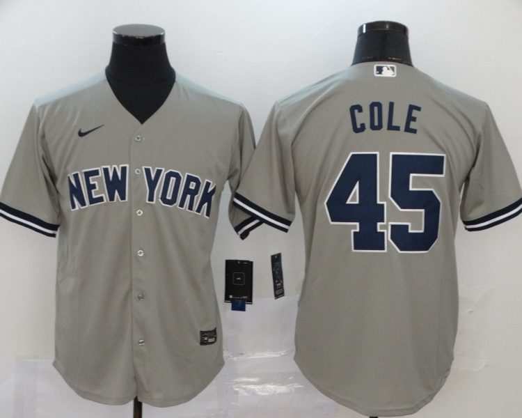 Men's New York Yankees Gerrit Cole #45 Gray Baseball Jersey