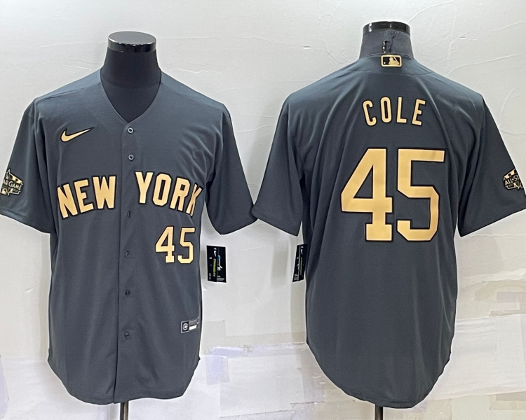 Men's New York Yankees Gerrit Cole #45 Gray Stitched Jersey