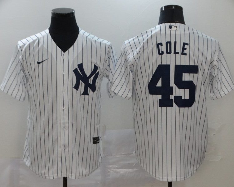 Men's New York Yankees Gerrit Cole #45 White Baseball Jersey