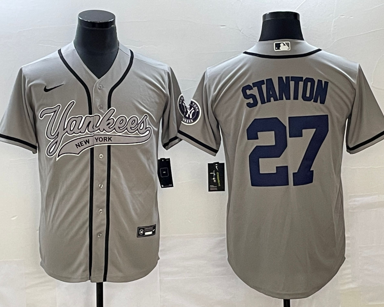 Men's New York Yankees Giancarlo Stanton #27 Gray Jersey Joint Edition