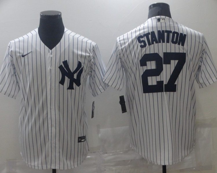 Men's New York Yankees Giancarlo Stanton #27 White Baseball Jersey