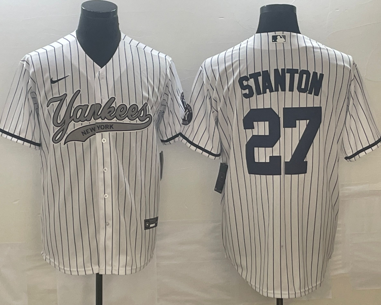 Men's New York Yankees Giancarlo Stanton #27 White Jersey Joint Edition
