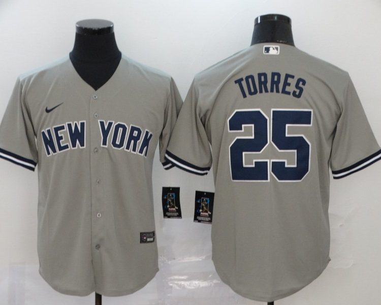 Men's New York Yankees Gleyber Torres #25 Gray Baseball Jersey