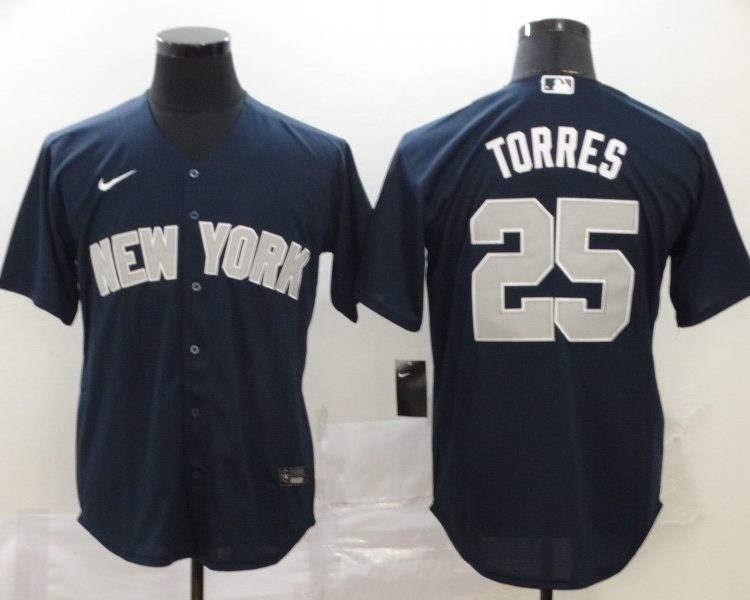 Men's New York Yankees Gleyber Torres #25 Navy Baseball Jersey