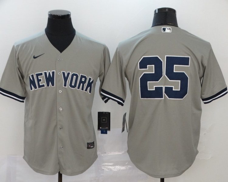 Men's New York Yankees Jason Giambi #25 Gray Name Jersey
