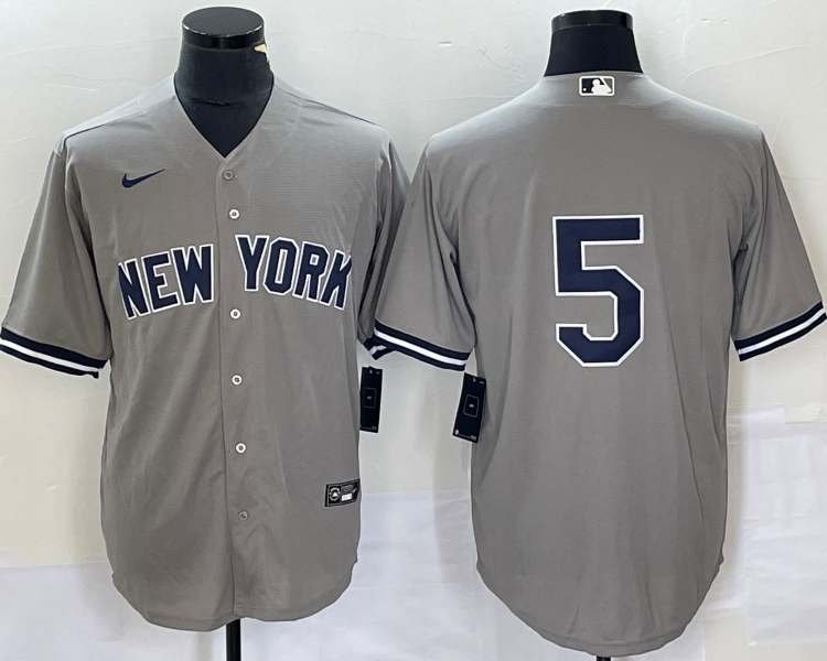 Men's New York Yankees Joe DiMaggio #5 Gray Name Jersey