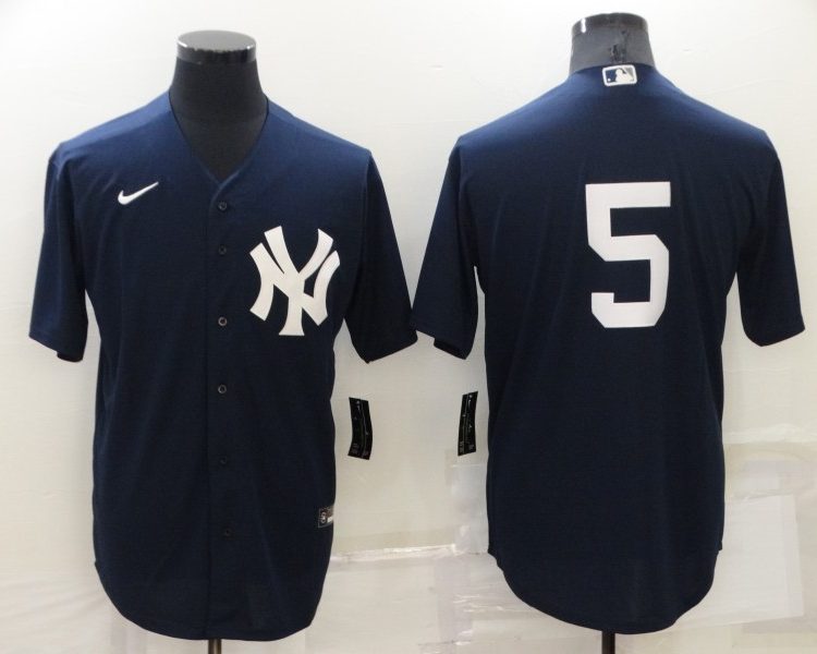 Men's New York Yankees Joe DiMaggio #5 Navy Name Jersey