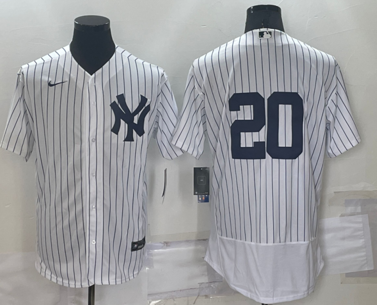 Men's New York Yankees Jorge Posada #20 White Name Jersey